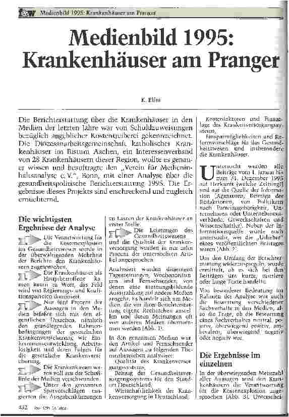 Vorschauseite 1: Medienbild 1995: Krankenhäuser am Pranger