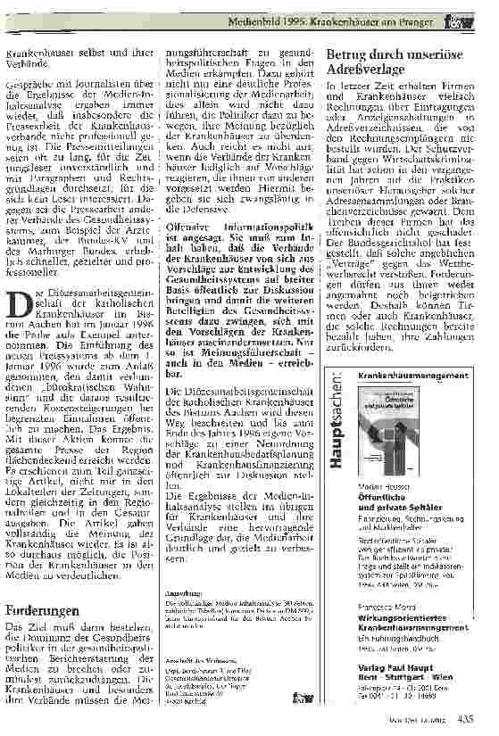 Vorschauseite 4: Medienbild 1995: Krankenhäuser am Pranger