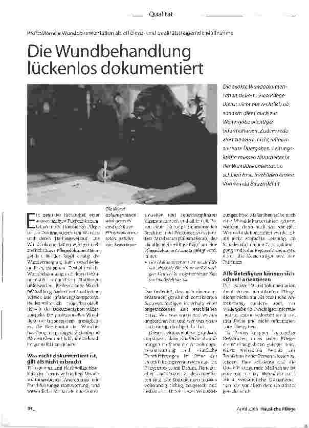 Vorschauseite 1: Die Wundbehandlung lückenlos dokumentiert