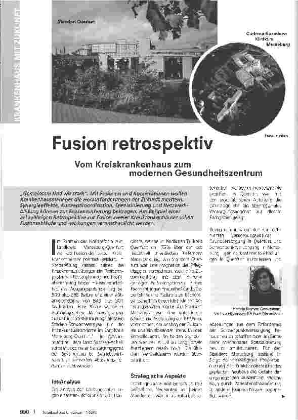 Vorschauseite 1: Fusion retrospektiv - Vom Kreiskrankenhaus zummodernen Gesundheitszentrum