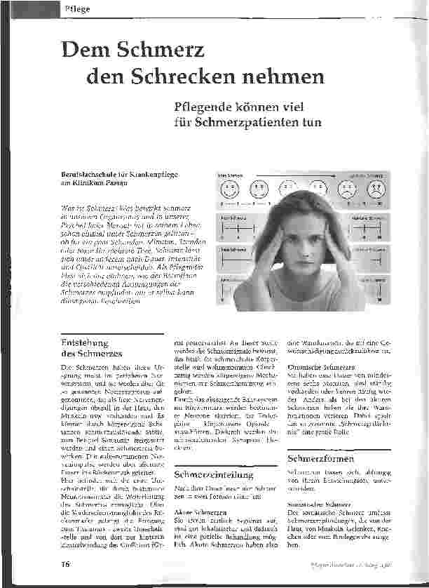 Vorschauseite 1: Dem Schmerz den Schrecken nehmen - Pflegende können viel für Schmerzpatienten tun