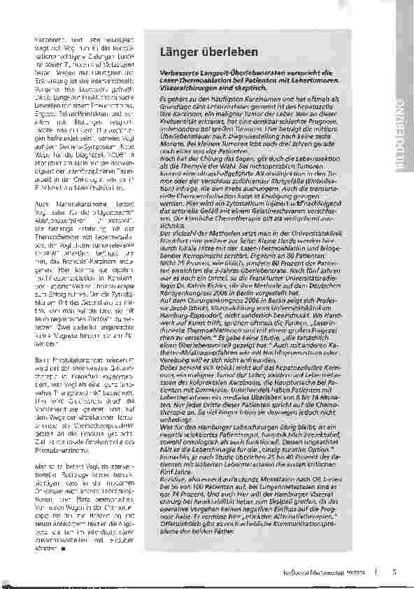 Vorschauseite 2: Minimaltrauma im Fokus Bildgesteuerte Interventionen in der Onkologie