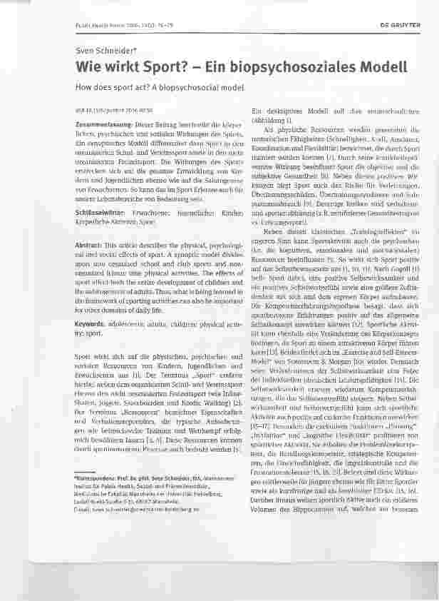 Vorschauseite 1: Wie wirkt Sport? - Ein biopsychosoziales Modell