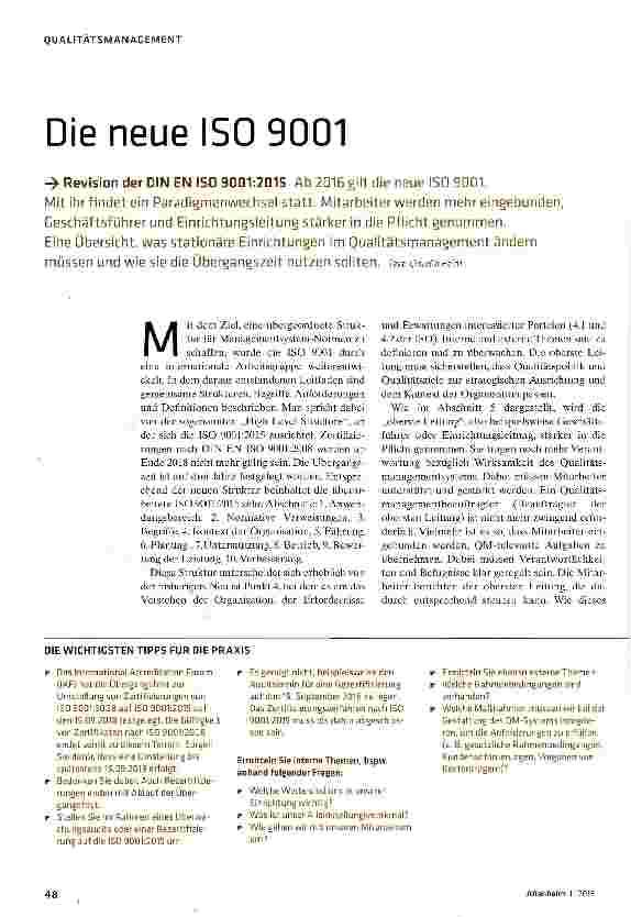 Vorschauseite 1: Die neue ISO 9001