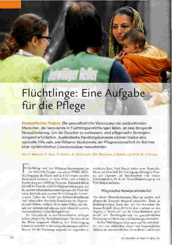 Vorschauseite 1: Flüchtlinge: Eine Aufgabe für die Pflege