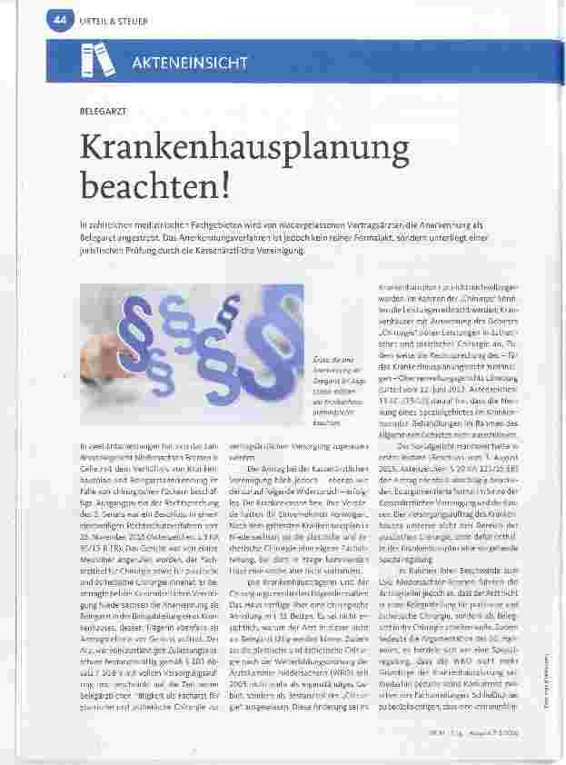 Vorschauseite 1: Krankenhausplanung beachten!