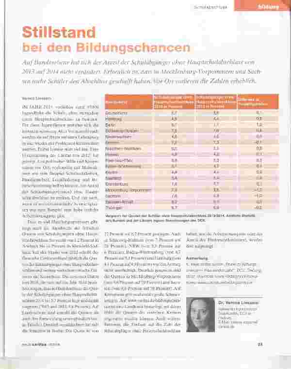 Vorschauseite 1: Stillstand bei den Bildungschancen