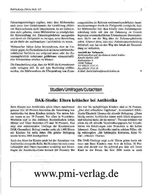 Vorschauseite 2: Der Inhalt der Fachinformation ist ohne neue wissenschaftliche Erkenntnisse von Mitbewerbern im Wege des Wettbewerbsrechts nicht angreifbar