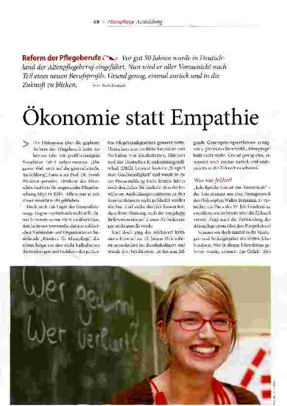 Vorschauseite 1: Ökonomie statt Empathie