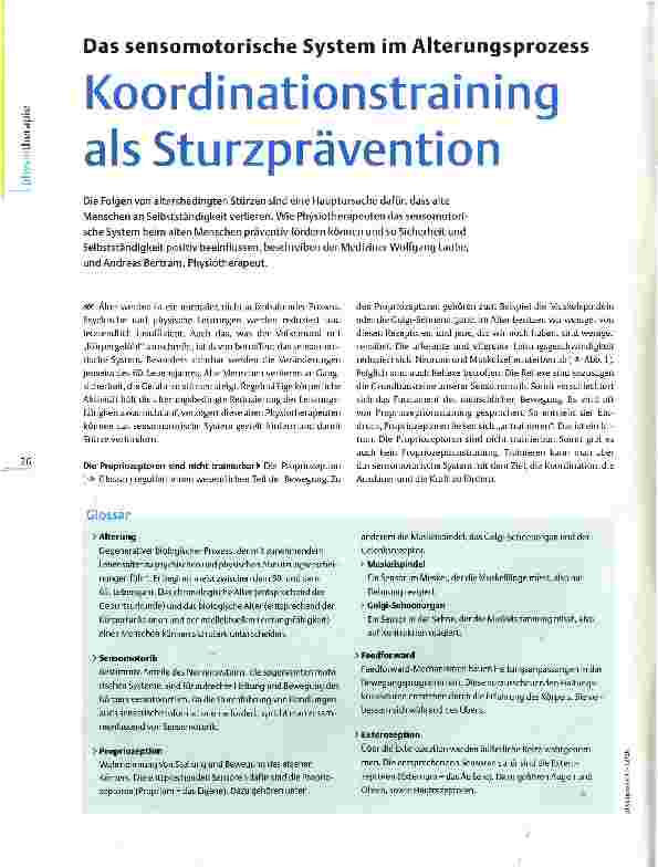 Vorschauseite 1: Koordinationstraining als SturzpräventionDas sensomotorische System im Alterungsprozess