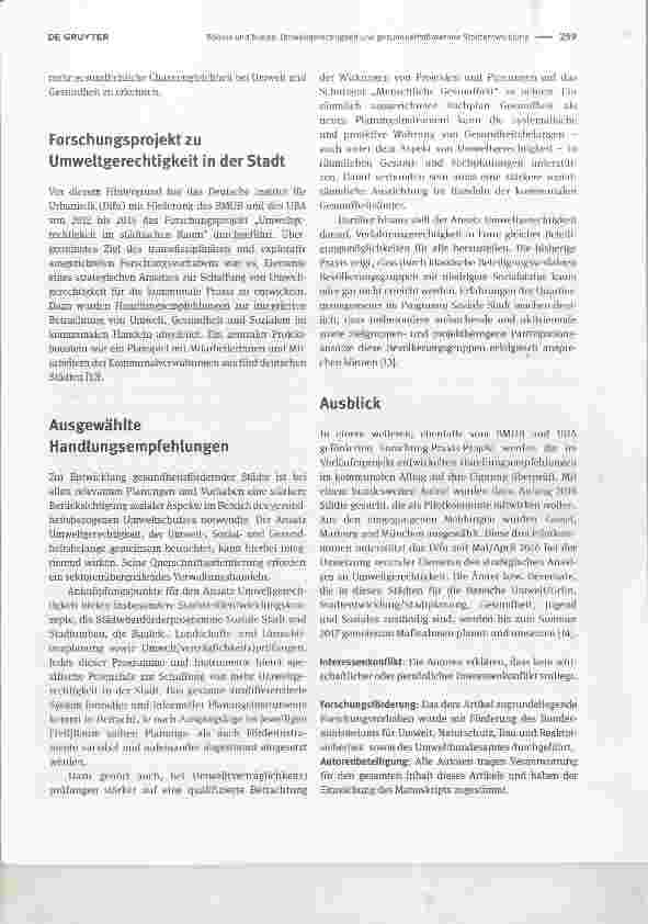 Vorschauseite 2: Umweltgerechtigkeit und gesundheitsfördernde Stadtentwicklung