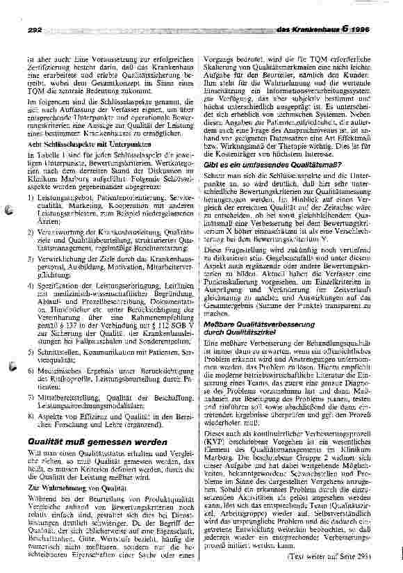 Vorschauseite 4: Total Quality Management im Klinikum der Philipps-Universität Marburg