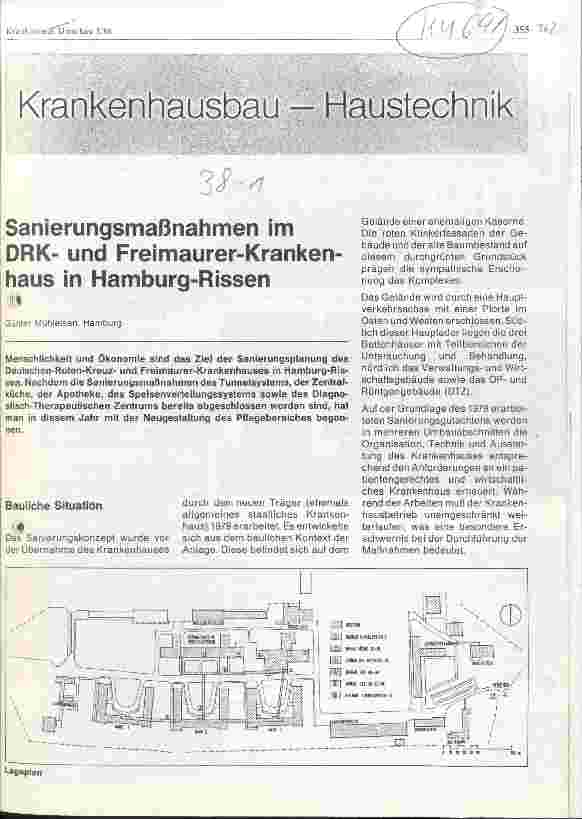 Vorschauseite 1: Sanierungsmaßnahmen im DRK-und Freimaurer-Krankenhaus in Hamburg-Rissen