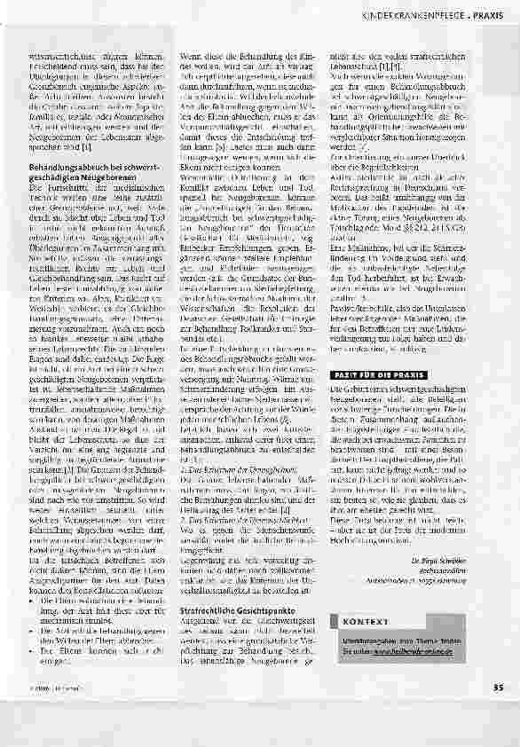 Vorschauseite 2: Sterbehilfe bei Neugeborenen - ein Orientierungsversuch