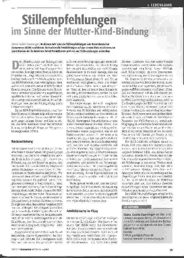 Vorschauseite 1: Stillempfehlungen im Sinne der Mutter-Kind-Bindung