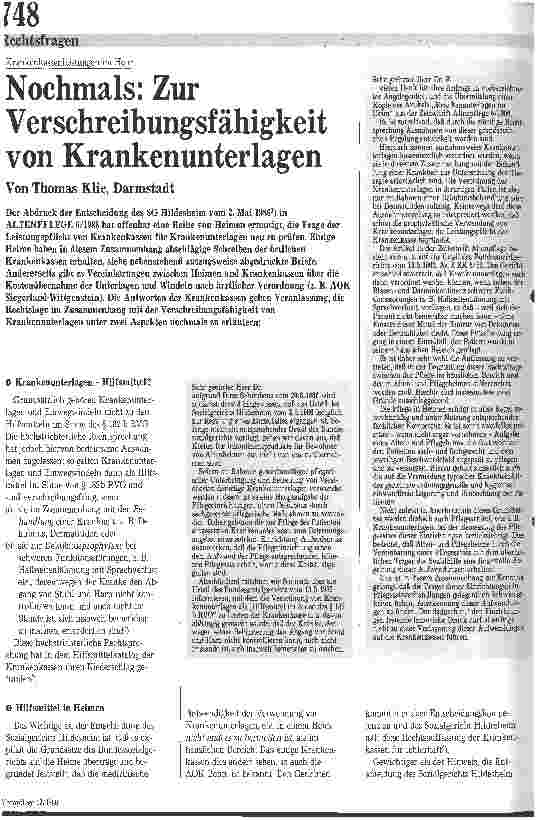 Vorschauseite 1: Nochmals: Zur Verschreibungsfähigkeit von Krankenunterlagen
