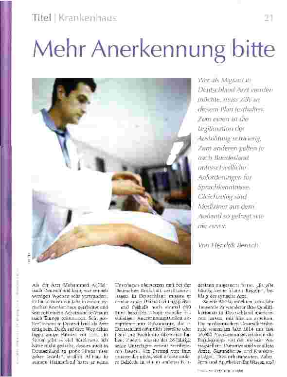 Vorschauseite 1: Mehr Anerkennung bitte