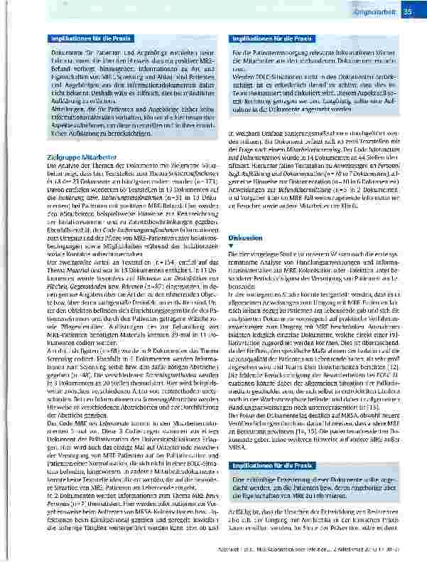 Vorschauseite 6: MRE-Kolonisation oder -Infektion in der Versorgung von Menschen am Lebensende (End-of-Life Care): Handlungsanweisungen und Informationsmaterialien in zwei deutschen Krankenhäusern…