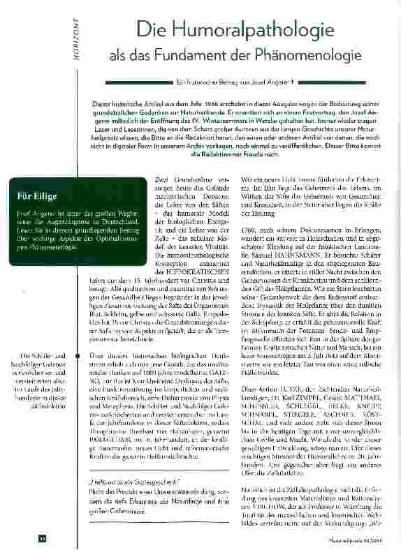 Vorschauseite 1: Die Humoralpathologie als das Fundament der Phänomenologie