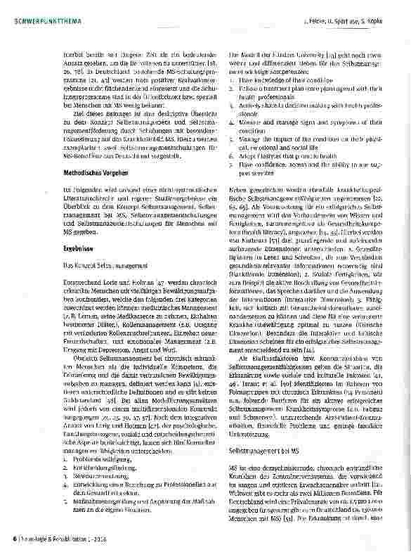Vorschauseite 2: Schulungsprogramme zur Förderung von Selbstmanagementfähigkeiten bei Multiple-Sklerose-Betroffenen