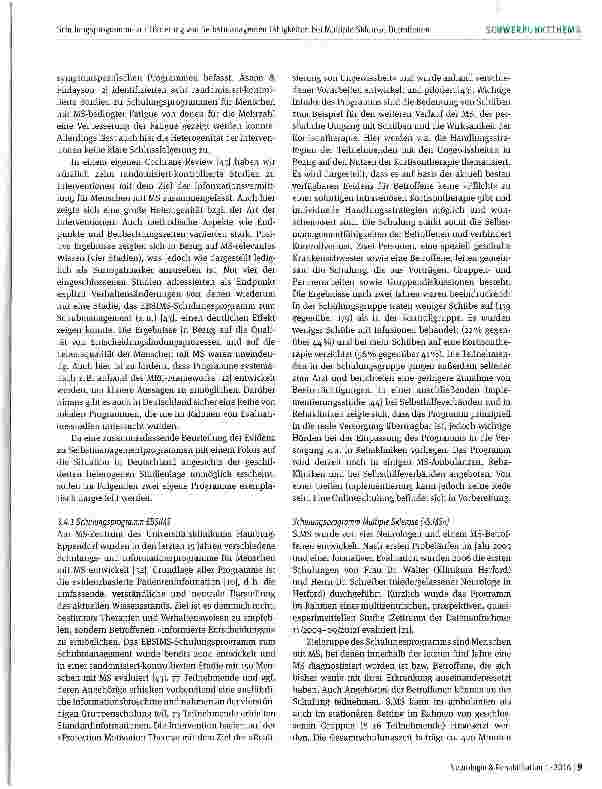 Vorschauseite 5: Schulungsprogramme zur Förderung von Selbstmanagementfähigkeiten bei Multiple-Sklerose-Betroffenen