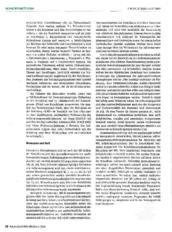 Vorschauseite 6: Schulungsprogramme zur Förderung von Selbstmanagementfähigkeiten bei Multiple-Sklerose-Betroffenen