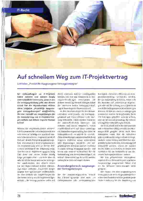 Vorschauseite 1: Auf schnellem Weg zum IT-Projektvertrag