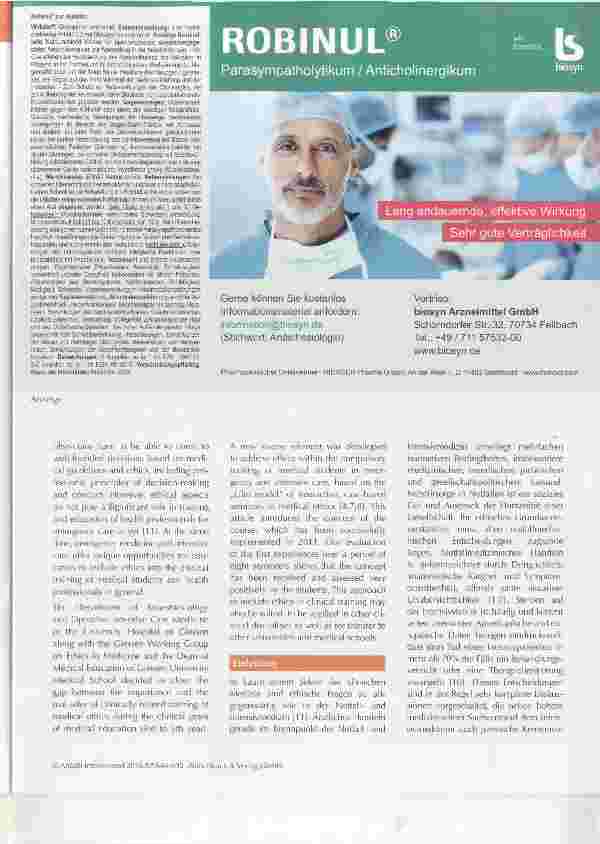 Vorschauseite 2: Ethik (k)ein Thema in der notfallund intensivmedizinischen Ausbildung von Medizinstudierenden?