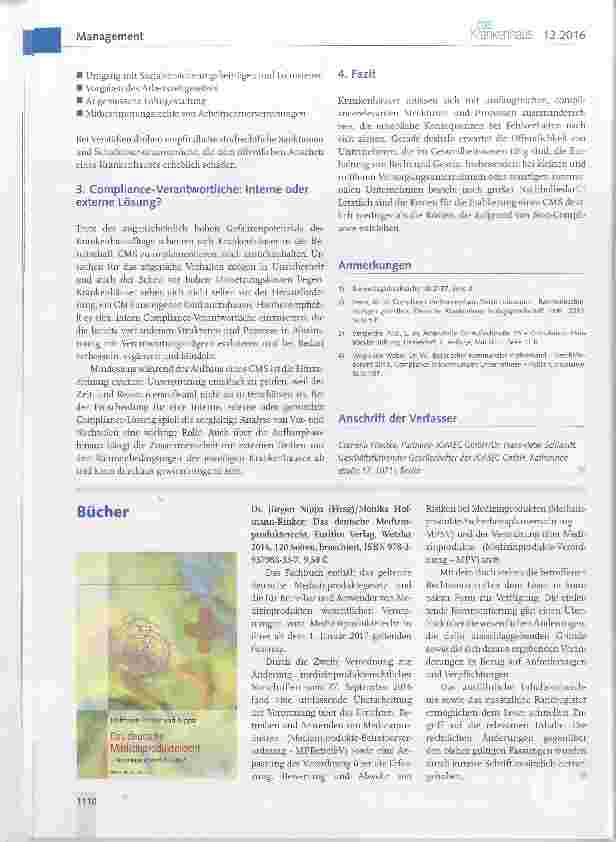Vorschauseite 3: Compliance im Krankenhaus
