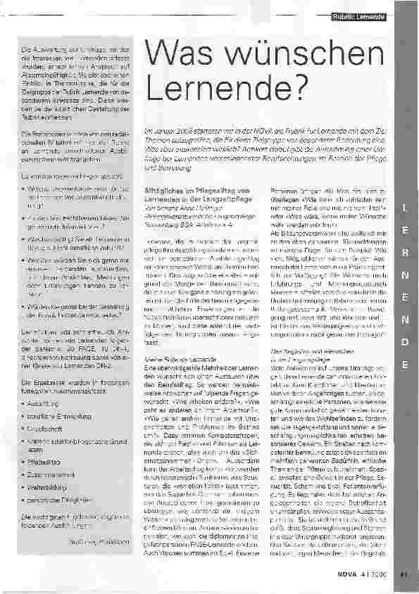 Vorschauseite 1: Was wünschen Lernende?