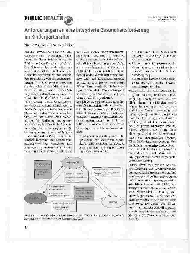 Vorschauseite 1: Anforderungen an eine integrierte Gesundheitsförderung im Kindergartenalter