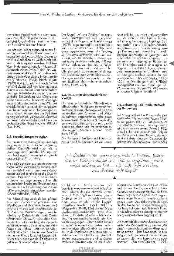 Vorschauseite 3: Denken und Handeln, Handeln und Denken Neuro Linguistic Programming - The Art of Creative Management in der professionellen Pflege