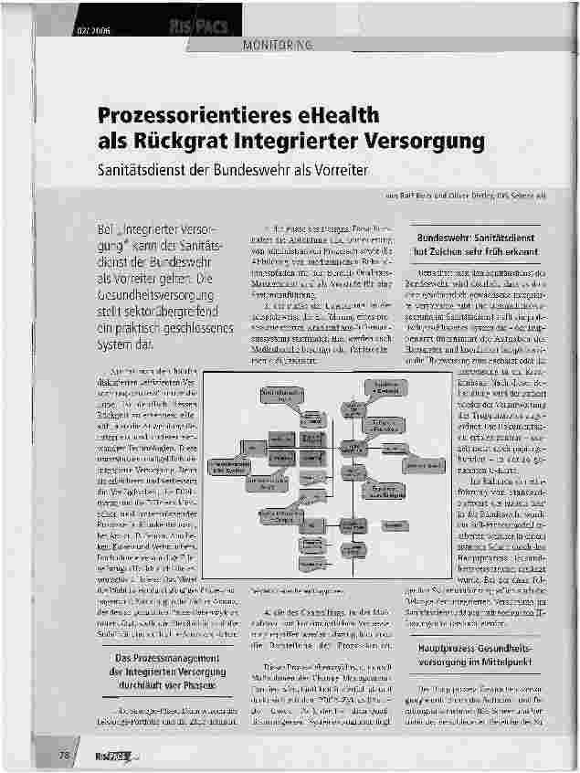 Vorschauseite 1: Prozessorientieres eHealth als Rückgrat Integrierter VersorgungSanitätsdienst der Bundeswehr als Vorreiter