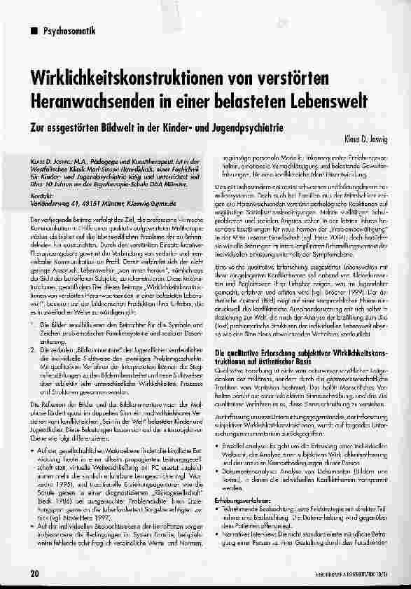 Vorschauseite 1: Wirklichkeitskonstruktionen von verstörten Heranwachsenden in einer belasteten Lebenswelt