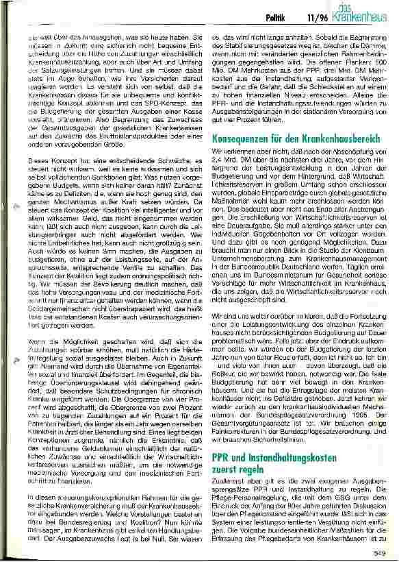 Vorschauseite 3: Wohin steuert die Gesundheitspolitik? Vorstellungen des BMG zur Weiterentwicklung des Krankenhauswesens und zur politischen Umsetzung