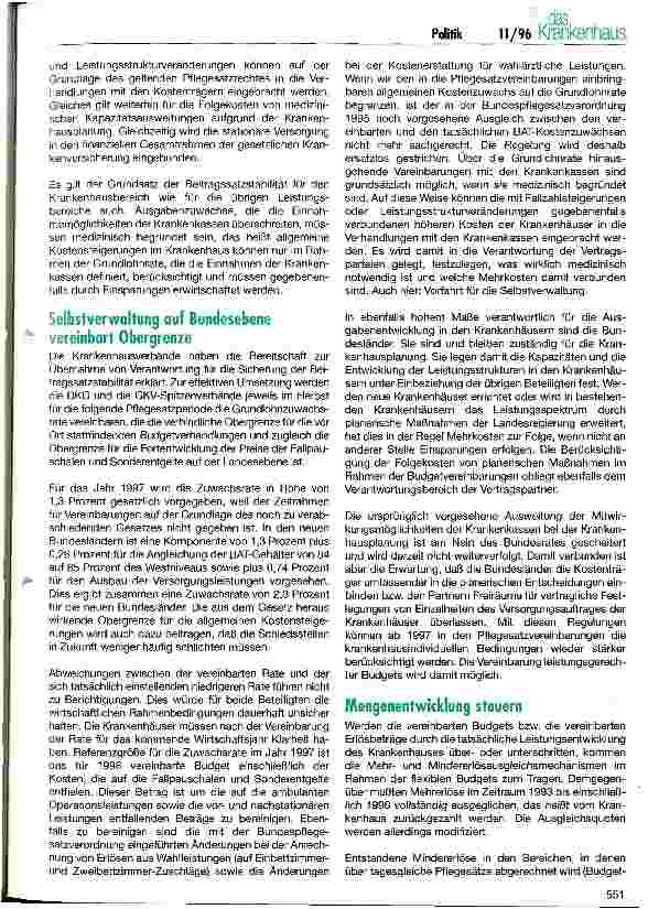 Vorschauseite 5: Wohin steuert die Gesundheitspolitik? Vorstellungen des BMG zur Weiterentwicklung des Krankenhauswesens und zur politischen Umsetzung