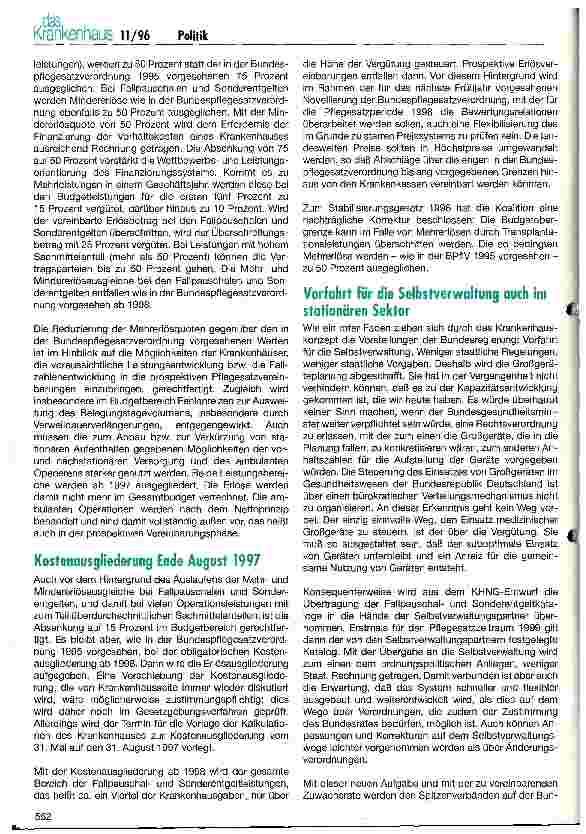Vorschauseite 6: Wohin steuert die Gesundheitspolitik? Vorstellungen des BMG zur Weiterentwicklung des Krankenhauswesens und zur politischen Umsetzung