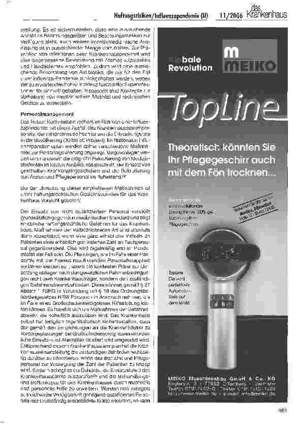 Vorschauseite 3: Haftungsrisiken des Krankenhauses im Fall einer Influenzapandemie (II)