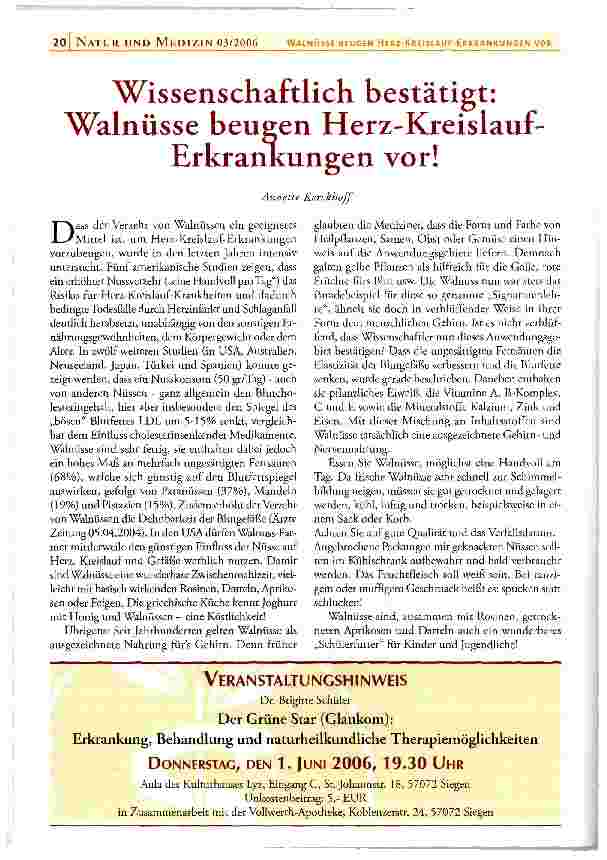 Vorschauseite 1: Wissenschaftlich bestätigt: Walnüsse beugen Herz-Kreislauf-Erkrankungen vor!