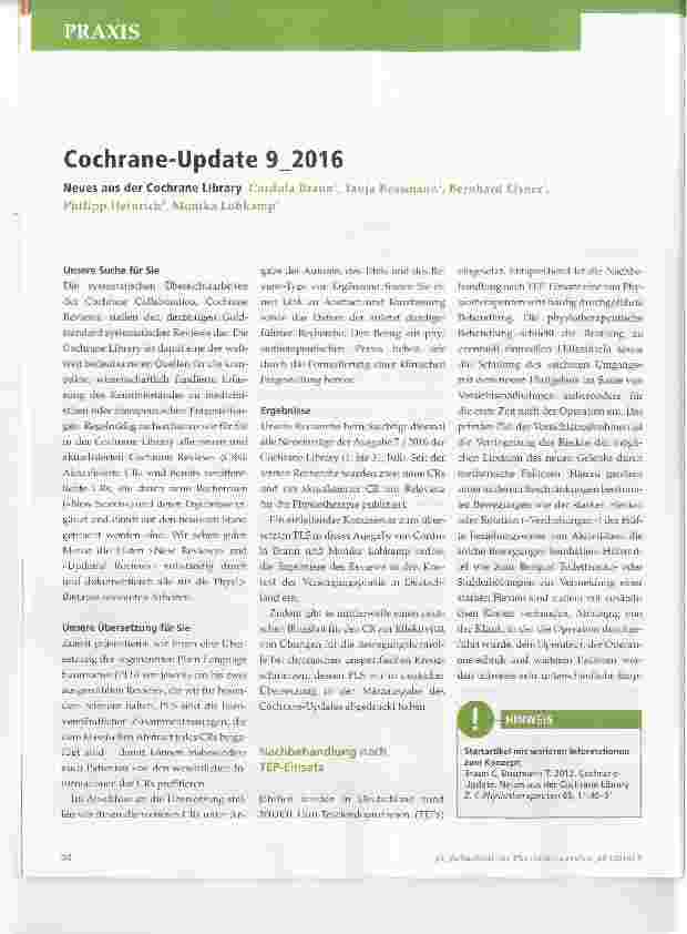 Vorschauseite 1: Cochrane-Update 9_2016