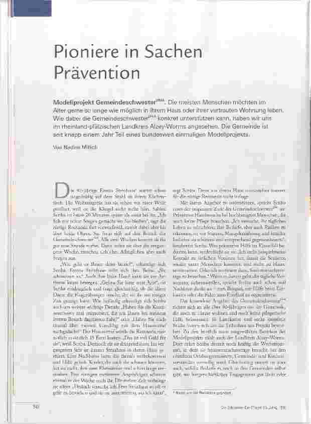 Vorschauseite 1: Pioniere in Sachen Prävention