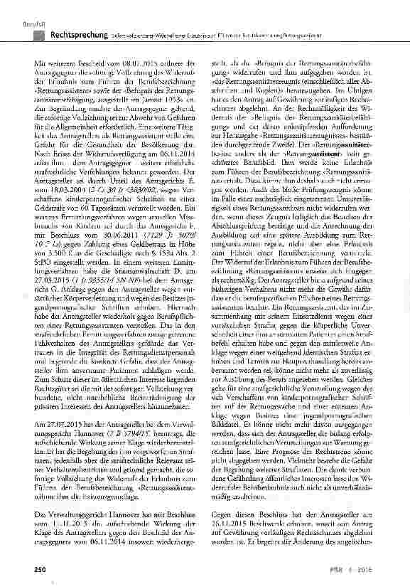 Vorschauseite 3: Sofort vollziehbarer Widerruf einer Erlaubnis zum Führen der Berufsbezeichnung Rettungsassistent