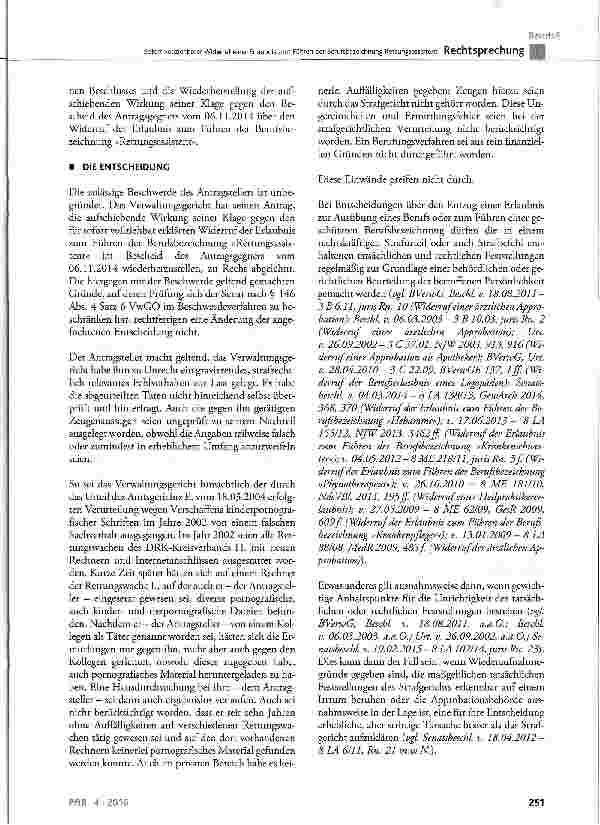 Vorschauseite 4: Sofort vollziehbarer Widerruf einer Erlaubnis zum Führen der Berufsbezeichnung Rettungsassistent