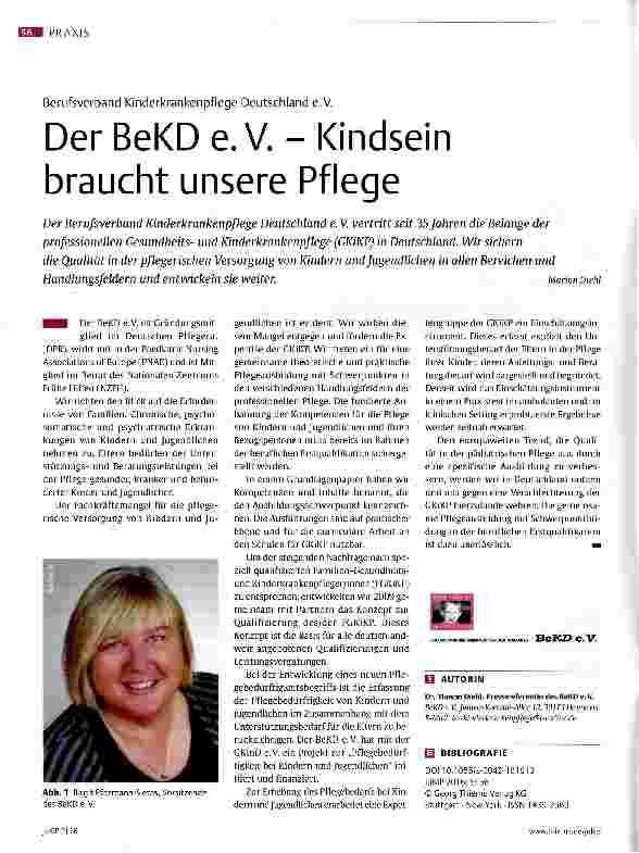 Vorschauseite 1: Der BeKD e.V. -Kindsein braucht unsere Pflege