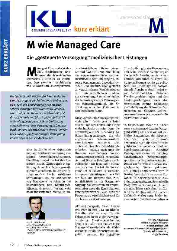 Vorschauseite 1: M wie Managed Care