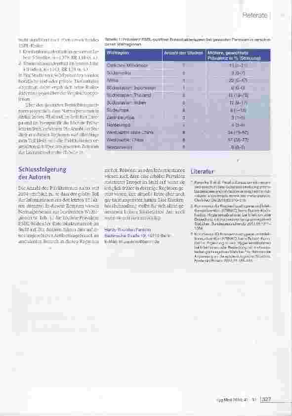 Vorschauseite 2: Intestinale Besiedlung mit ESBL-produzierenden Enterobakteriazeen: Häufigkeit und Risikofaktoren bei gesunden Personen