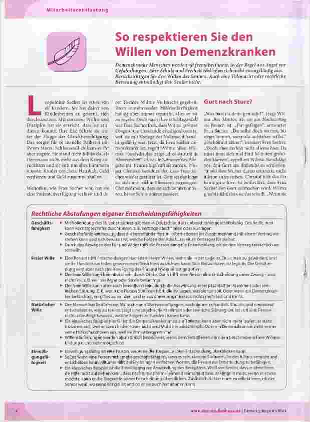Vorschauseite 1: So respektieren Sie den Willen von Demenzkranken