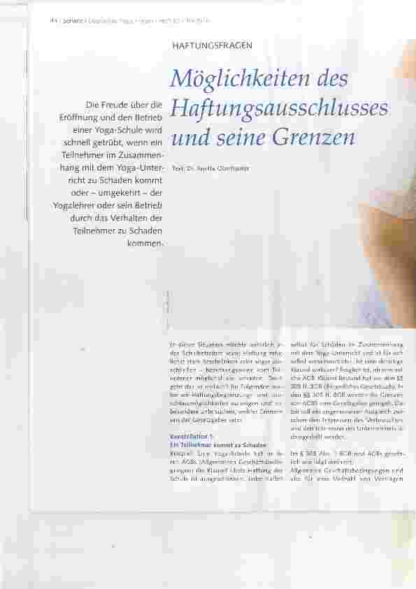 Vorschauseite 1: Möglichkeiten des Haftungsausschlusses und seine Grenzen