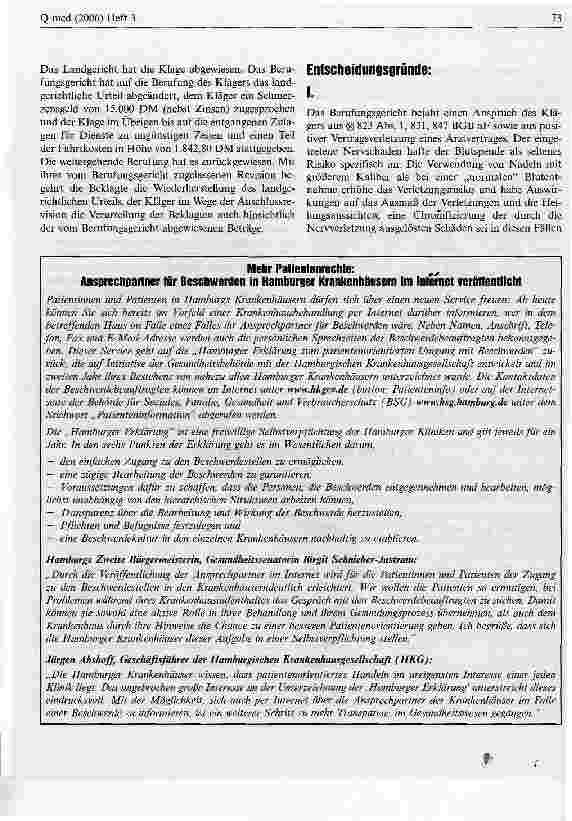 Vorschauseite 2: Zum Umfang der Risikoaufklärung bei fremdnützigen Blutspenden