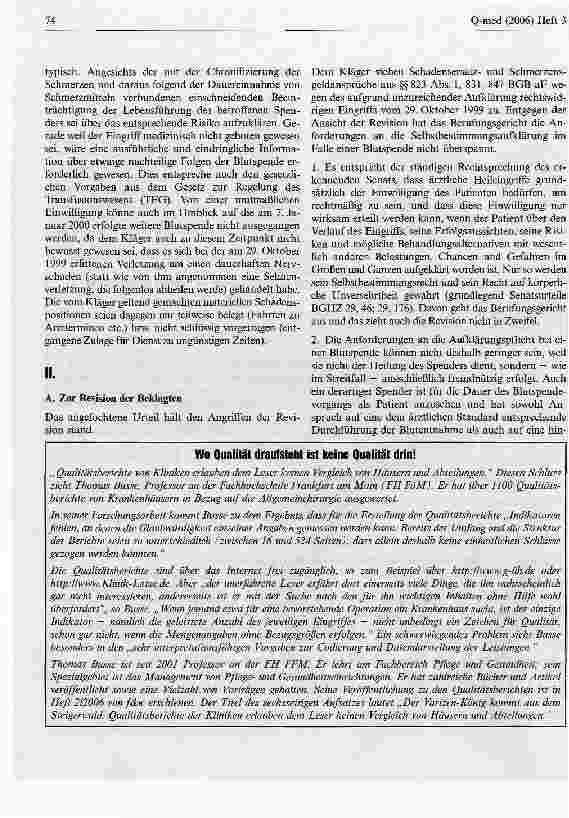 Vorschauseite 3: Zum Umfang der Risikoaufklärung bei fremdnützigen Blutspenden